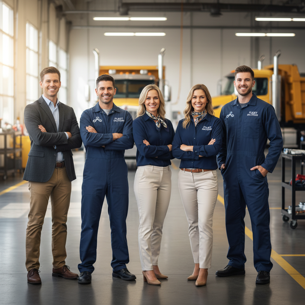 Daseke Fleet Services team of professionals in an industrial setting